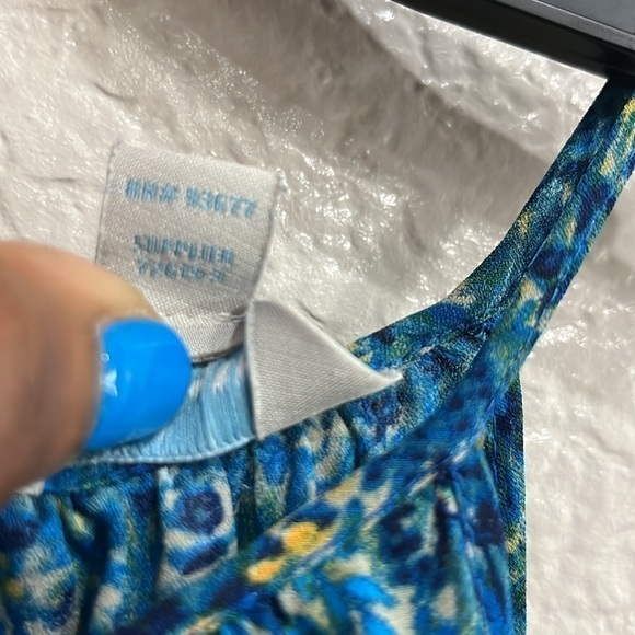 Belle and Sky Blue Floral Maxi Dress with front split and side zip sleeveless - Picture 12 of 12